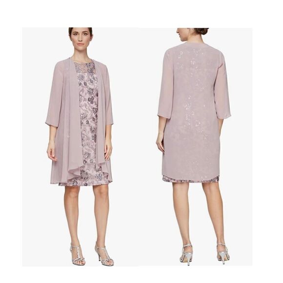 Alex Evenings Women's Short Embroidered Dress with Illusion Jacket - Picture 1 of 9